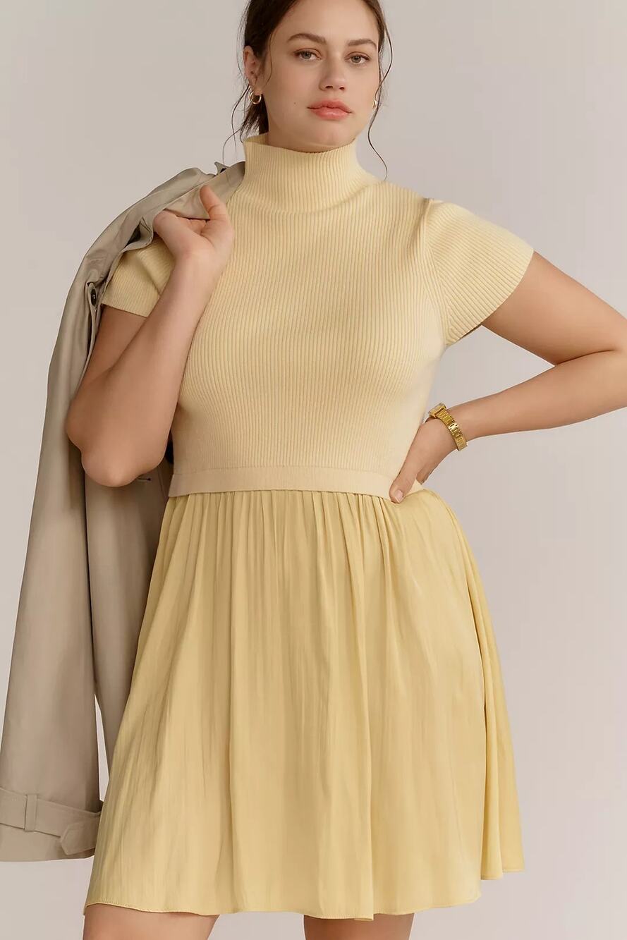 NWT Anthropologie The Thea Twofer Sweater Dress: Short-Sleeve Mini $148 PLUS 1X